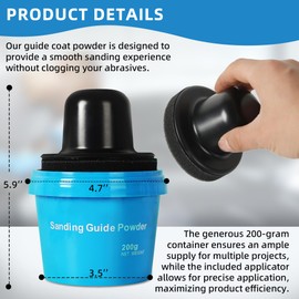 Calvana 7 oz Black Dry Guide Coat Powder, Dry Guide Coat kit for Wet & Dry Auto Body Sanding, Ideal for Auto Body Repair, Highlights Scratches, Finds Pinholes Defects, and Low Spots