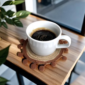 Alihoo Coasters for Glasses, 6 Colours Drink Coasters, Handmade Non-Slip Coasters, Home Decor for Table Top Protection, Diameter 13 cm