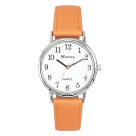 Ravel - Ladies Pastel Everyday Silver Tone Watch - Quartz Analog - R0137, Persimmon, Strap.
