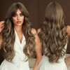 7JHHWIGS 28in Ash Brown Long Wavy Curtain Bangs Wigs Natural