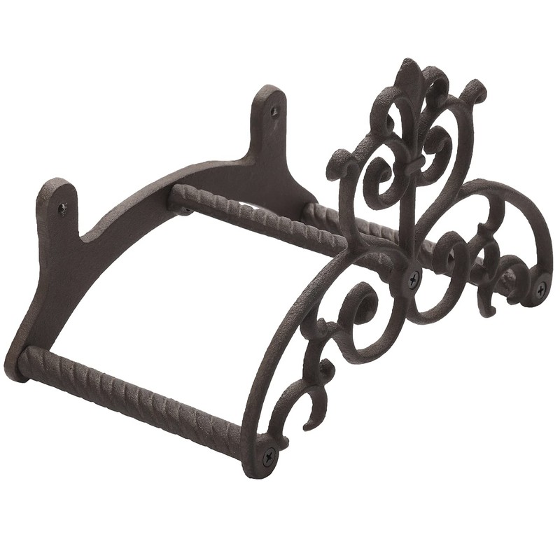 MyGift Brown Heavy Duty Cast Iron Outdoor Garden Hose Hanger