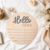 Baby Announcement Sign, ​5.9 Inch Wooden Hello World Newborn Signs,