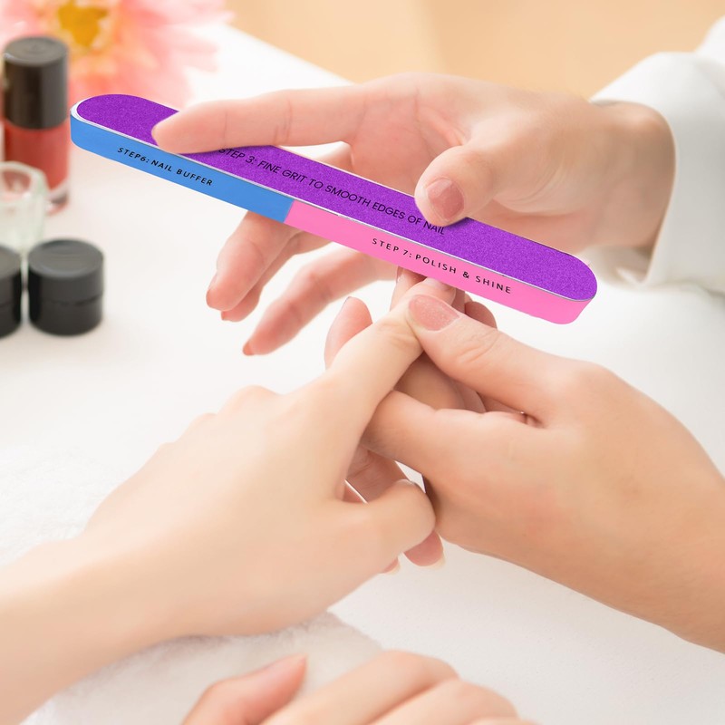 BUOKSLLY 4-Piece Professional Nail File Set, 7 Sides Polishing File,