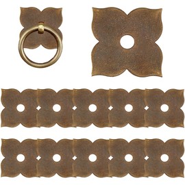 SUPERFINDINGS 12Pcs Brass Backplate Washers Hardware Metal Closet Cabinet Knob Classical Furniture Decoration Gasket for Interior Design Doors Furniture Antique Bronze