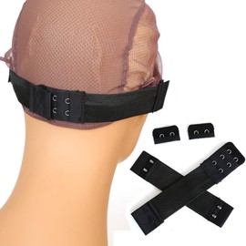 ZigZag Hair 5pcs Adjustable Elastic Band with Hooks for Wigs/Lace Closure/Lace Frontal Sewing Band Black 1.2inch width 9.5inch length (Black-5pcs)