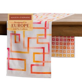 Maison d'Hermine Table runner 100% Cotton Double Layer Table Runners 72 inches long Decorative for Home Kitchen Dining Party Baby Shower Wedding Bridal Shower Spring Summer (Summer Maze, 14.50" x 72")