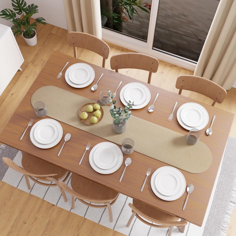 Encasa XO Dining Table Runner | Handmade Ribbed Style Cotton