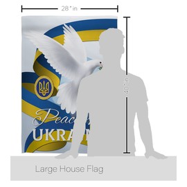 Ukraine Flag Peace for Ukraine House Flag Set Support Cause Stand with Ukrainian Decoration Banner Small Garden Yard Gift Double-Sided, Made in USA