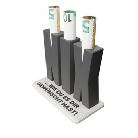 Nothing Gift - 3D NIX Letters on Base with Note Hole - Funny Nothing Gift for Birthday, as a Souvenir or Anniversary - Creative Money Gift for Men & Women