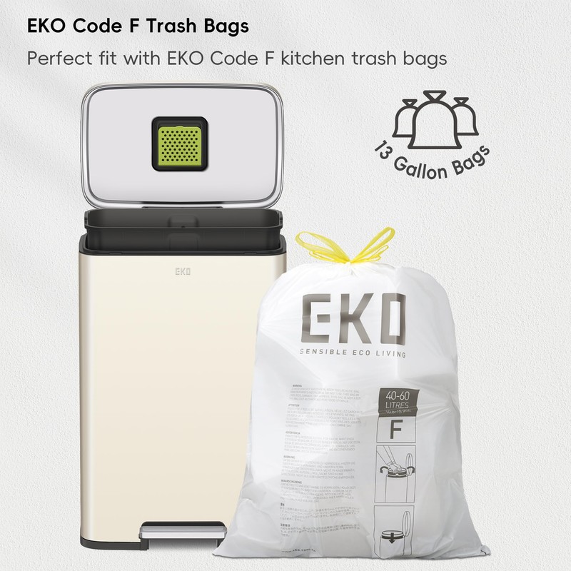 EKO Madison Vanilla Stainless Steel 50 Liter/13.2 Gallon Step Trash
