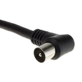 kenable RF Fly Lead Right Angle Male Plug to Plug Coaxial TV Freeview Cable 2m Black [2 metres]