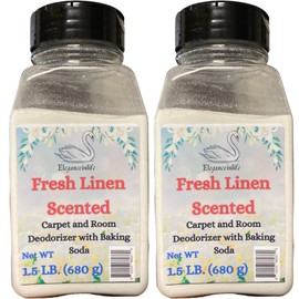 Eleganceinlife Fresh Linen-Scented Carpet and Room Deodorizer with Baking Soda Net WT 1.5 LB. (680 g) Each Pack of 2