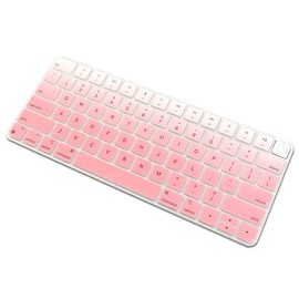 ProElife Keyboard Cover Skin for 2024-2021 Apple Magic Keyboard 3 with Touch ID A3118 A2449 Ultra Thin Silicone Keyboard Protector for iMac 24'' / Mac Mini M4 M2 M1 Keyboard Accessories (Ombre Pink)