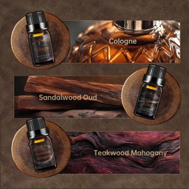 Men Essential Oils Set | Fragrance Oil Gentlemen's Set - Top 6 Blends for Diffusers, Home Care, Candle Making Scents, Aromatherapy, Gifts -Leather, Smoke Vanilla, Oak, Cologne, Sandalwood, Mahogany