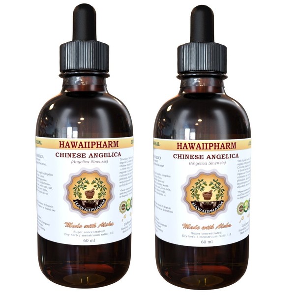 HawaiiPharm Dong Quai Liquid Extract, Organic Chinese Angelica (Angelica sinensis) Dried Root Tincture Supplement 2x2 oz