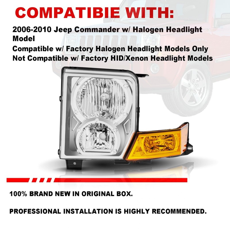 Headlights Assembly Compatible With 2006 2007 2008 2009 2010 Jeep