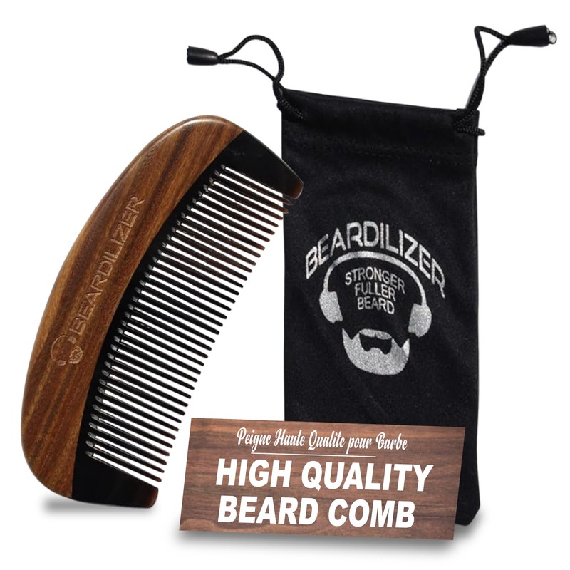 Beardilizer Premium Beard Comb for Men - 100% Natural Black