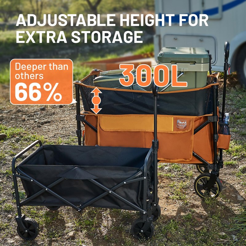 TIMBER RIDGE 300L Extra Large Collapsible Folding Wagon Carts with