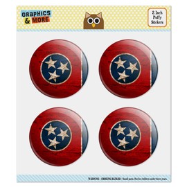 Rustic Distressed Tennessee State Flag Puffy Bubble Dome Scrapbooking Crafting Sticker Set
