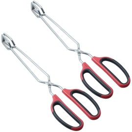 HINMAY Stainless Steel Scissor Tongs with Comfort-Grip Handle 12-Inch, Set of 2