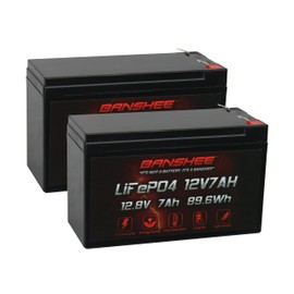 Banshee 12V 7Ah LiFePO4 Battery Compatible with CP1290 (2-Pack), Lightweight, Maintenance-Free
