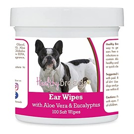 Healthy Breeds French Bulldog Ear Cleaning Wipes with Aloe & Eucalyptus for Dogs 100 Count