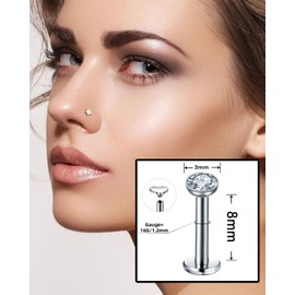 Studs - 6 Pairs 16G G23 Titanium Piercing Internally Threaded Lip Piercing Tragus Earrings Piercing Ear Tragus Piercing Cartilage Helix Piercing Tragus Stud Silver