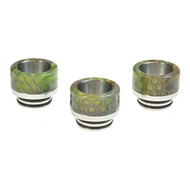 Armerah Snakeskin Taper 810 Drip Tip eCig Mouthpiece Short/Wide Resin/Steel 3 Pack Light Green