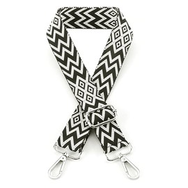 Hibate Universal Replacement Shoulder Strap for Women's Handbags - Wide 3.8cm Crossbody Bag Straps - Black_White