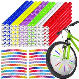 VUL Bicycle Spoke Reflectors, 92 Pieces Reflectors Bicycle, 6 Colours Spoke Reflectors Set, Colour Bicycle Reflectors Sticker, 360° Visibility Bicycle Accessories