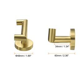 HARFINGTON 2Pcs Suction Cup Hooks 50mm / 1.97" Stainless Steel Shower Towel Holder for Hanging up to 11 lbs Bathroom Kitchen Glass Door Mirror Tile Loofah Towel Coat Bat, Black