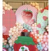 Aerdce Red and White Plaids Arch Backdrop Cover Strawberry Theme