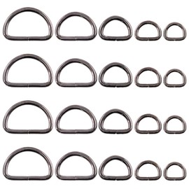 Swpeet 100 Pcs Assorted Multi-purpose Metal Gun-Black D Ring Semi-circular D Ring for Hardware Bags Ring Hand DIY Accessories - 1/2 Inch, 5/8 Inch, 3/4 Inch, 1 Inch, 5/4 Inch