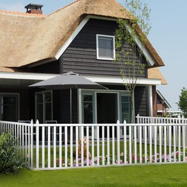 Elevens 30"H x 60"W Garden Fence Outdoor Fence Panel, Decorative Vinyl Picket Fence No Dig Fence,Fencing for Yard Patio (White-1 Panel）