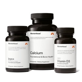 Momentous El paquete de tres para mujeres: hierro+, calcio y vitamina D3 (2000 UI): 3 nutrientes esenciales para todas las mujeres en un sistema de su