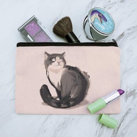 Cat Traditional Chinese Ink Painting Makeup Cosmetic Bag Organizer Pouch