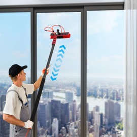 FTUREPAC 23.62FT Water Fed Pole Kit Solar Panel Cleaning Brush, Solar Panel Cleaning Kit Cleaner Tool with 65.62ft Hose and Adjustable Angle Brush Head, Outdoor Window Washing Equipment Tool Kit