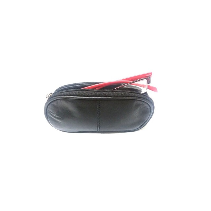 AKSHIDE Double Spectacles Case/Glasses Case/Glasses Pouch (Black)