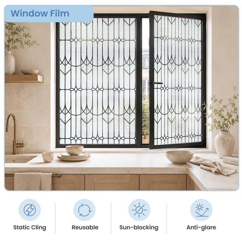 Window Privacy Film, 3D Stained Glass Window Film, 23.6x35.4in