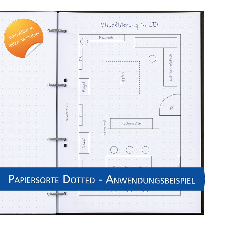 flexiNotes Notebook, A5, type: chamomile, dotted, 75 sheets, dotted, ring