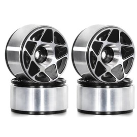 Chanjorlin 1.0 RC Beadlock Wheels Rims 12mm Hex 1/24 1/18 Aluminum Alloy Mud Slingers Hubs for 1:24 1:18 Rock Crawler Car Axial SCX24 FMS AX24 FCX18 FCX24 TRX4M 1.0" Tires 4PCS (Black)