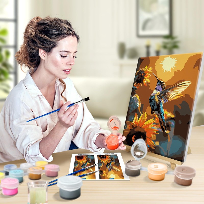 JOOZ Paint by Numbers Kit for Adults with Frame, Hummingbird