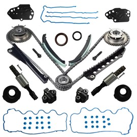 F85Z 6K255-AA Variable Camshaft Timing Chain Kit W/Cam Phasers and VVT Valves Replacemnt Compatible with 5.4L 3V 2005-2010 Ford F150 F350 Super Duty, Expedition & Lincoln Navigator