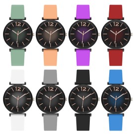 yunanwa 8 Pack Unisex Watch Easy to Read Watches Large Face Minimalist Ultra Thin Silicone Band Casual Quartz Sport Wrist Watch Women Men Wholesales