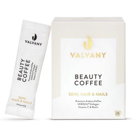 Valvany® Beauty Coffee [28 Sachets] - Bioactive Collagen Hydrolysate with Biotin and Vitamin C Coffee-Based | Drinking Collagen for Beautiful Skin, Hair and Nails | Perfect Solubility