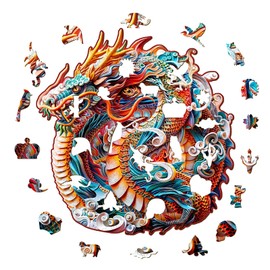 Wooden Jigsaw Puzzles, Wooden Puzzles for Adults, 3D Visual Colorful Puzzles-3D Chinese Dragon-2, Unique Shape Autostereoscopy Puzzle, Hard Challenge Puzzle for Family Friends (13.4 * 12.8in 280pcs)