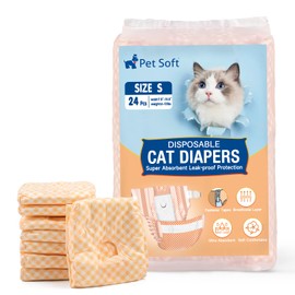 Pet Soft Disposable Cat Diapers - Female Dog Diapers for Cats & Dogs in Heat Period or Urine Incontinence, Doggie Diapers Ultra Absorbent Leak-Proof Puppy Diapers 24pcs (Orange, S)