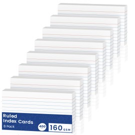 400 PCS Index Cards A6（10.2x14CM） Flash Cards, Revision Cards A6, White Ruled Flashcards, Revision Flash Cards, Record Study Recipe Note Cards for Taking Notes, Reminders