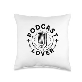 Podcast Lover Microphone Podcasting Blogger Podcaster Throw Pillow