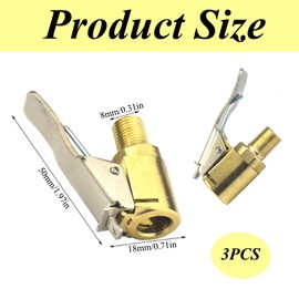 klahh 3Pcs Brass Tyre Valve Air Pump Clip Car Pump Accessories Thread Nozzle Adapter Open End Car Truck Tyre Tire Inflator Valve Connector for Car Truck (8mm)